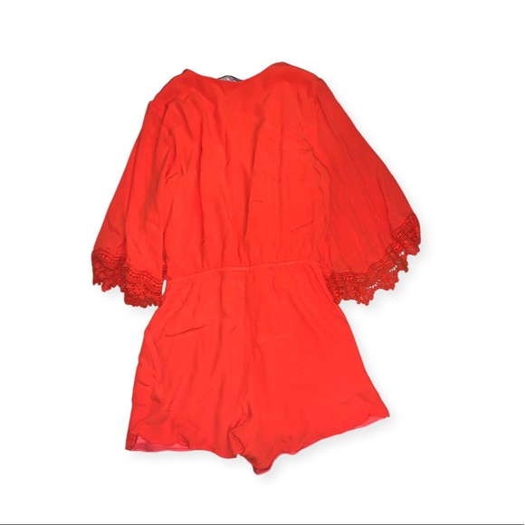 Lovers + Friends Red/Orange 3-Quarter Sleeve Romper - Picture 5 of 6